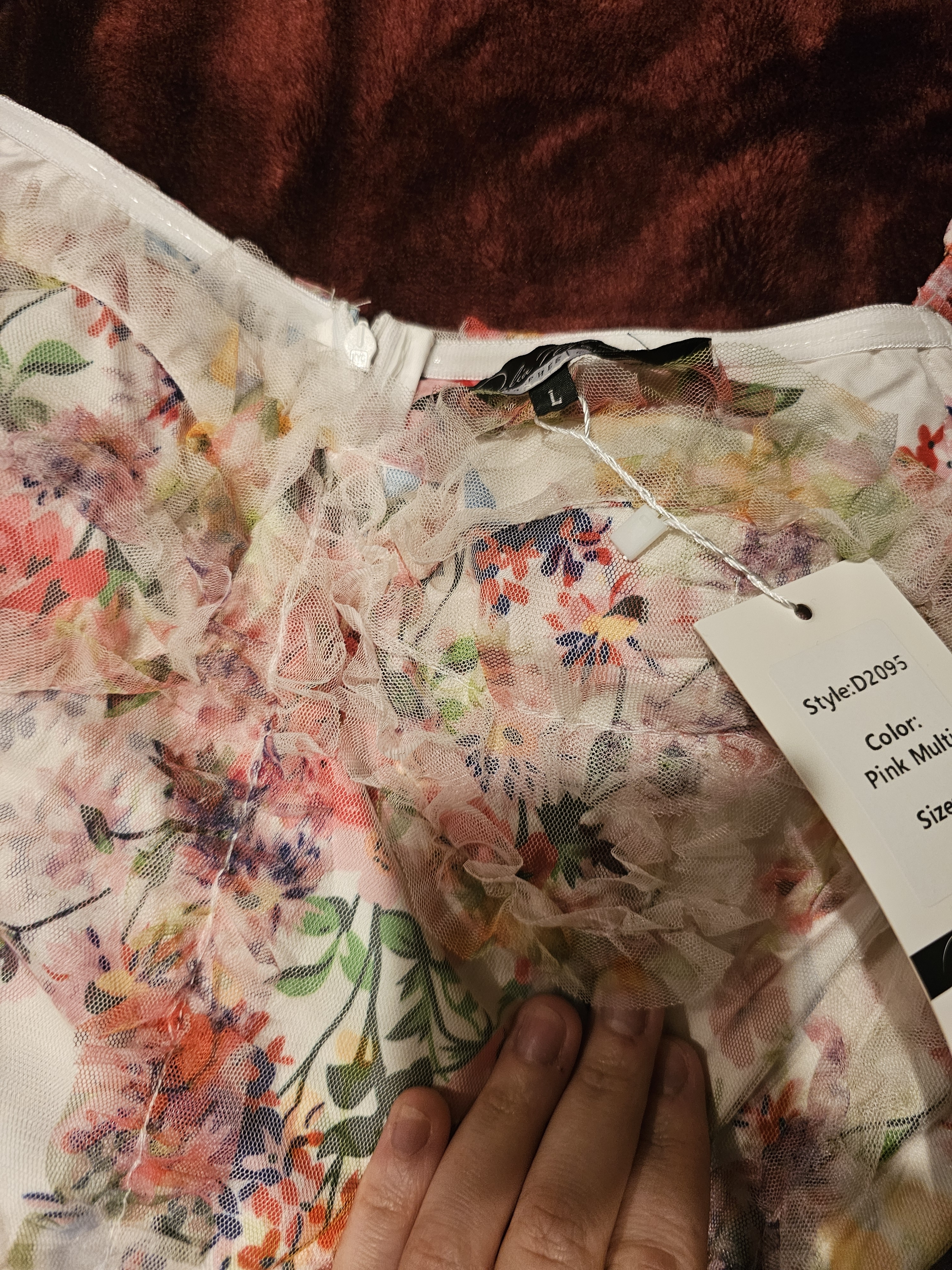 Dalia Macphee Floral Tulle Maxi Dress Size Large Nwt — image 3 of 3